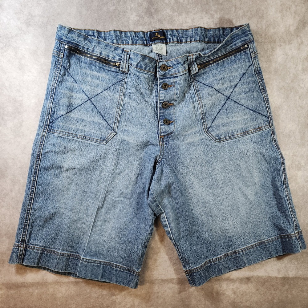 Exocet Jeans Womens Size 20 Light Wash Cotton Stretch Button Fly Denim Shorts